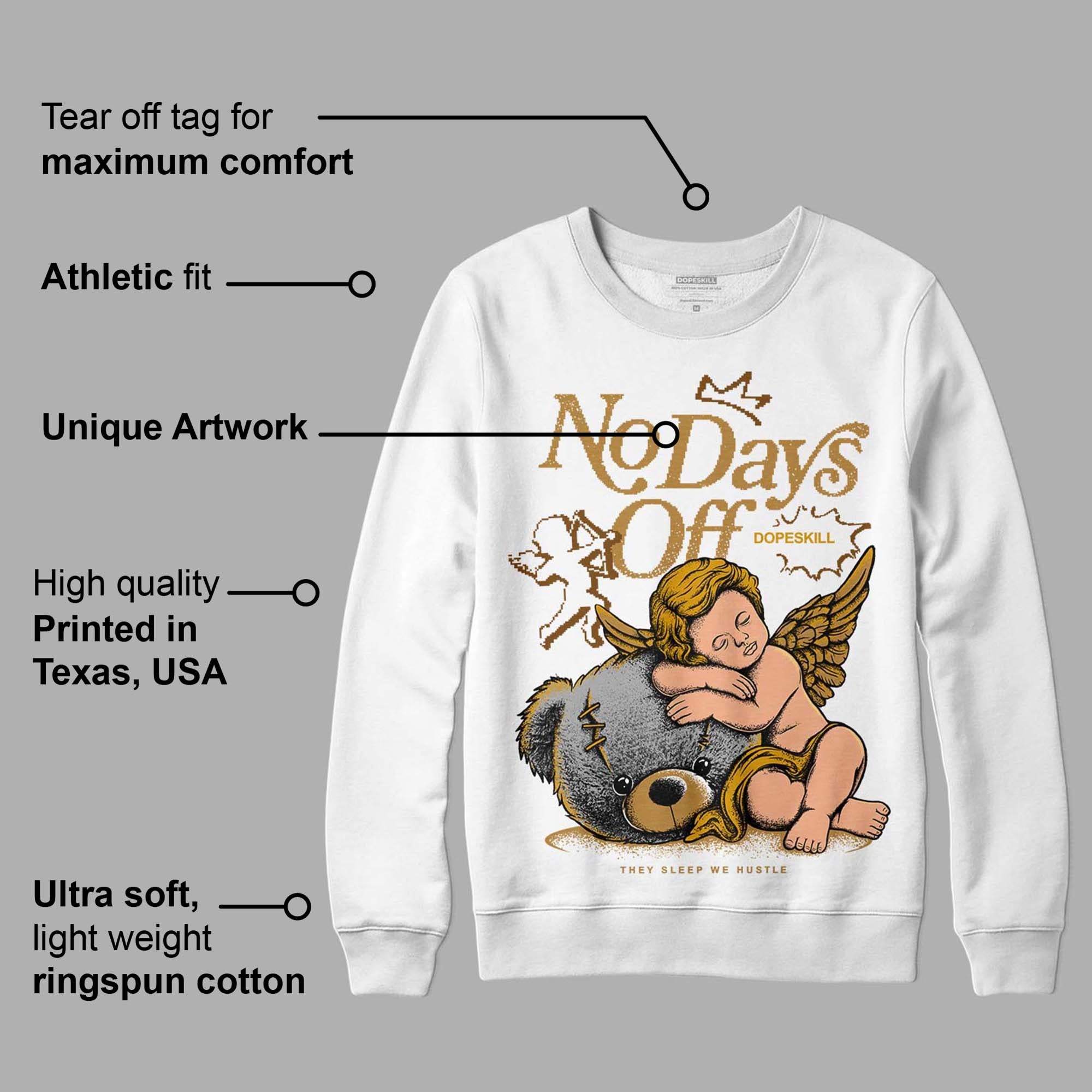 Wheat 13s DopeSkill Sweatshirt New No Days Off Graphic