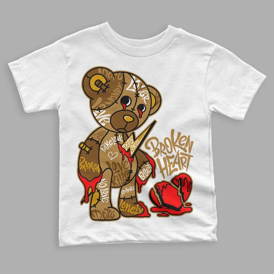Wheat 13s DopeSkill Toddler Kids T-shirt Broken Heart Graphic