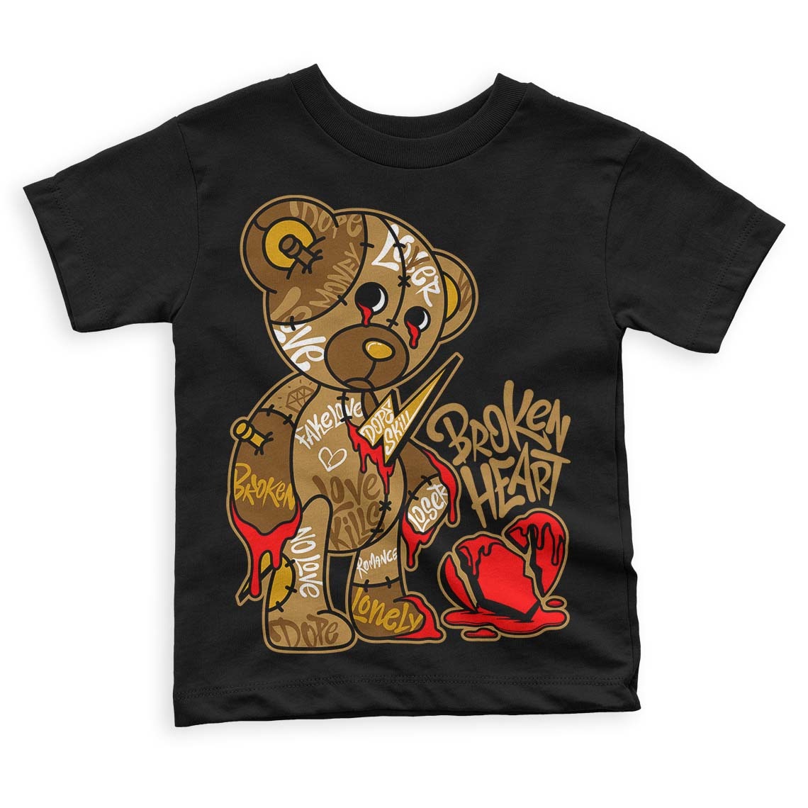 Wheat 13s DopeSkill Toddler Kids T-shirt Broken Heart Graphic