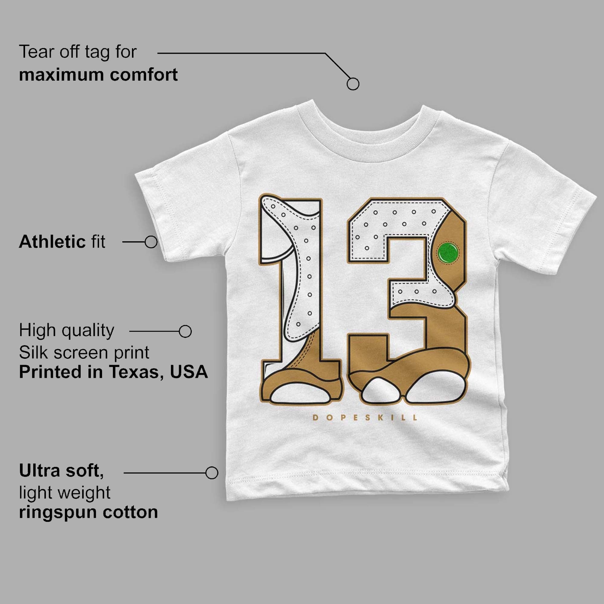 Wheat 13s DopeSkill Toddler Kids T-shirt No.13 Graphic