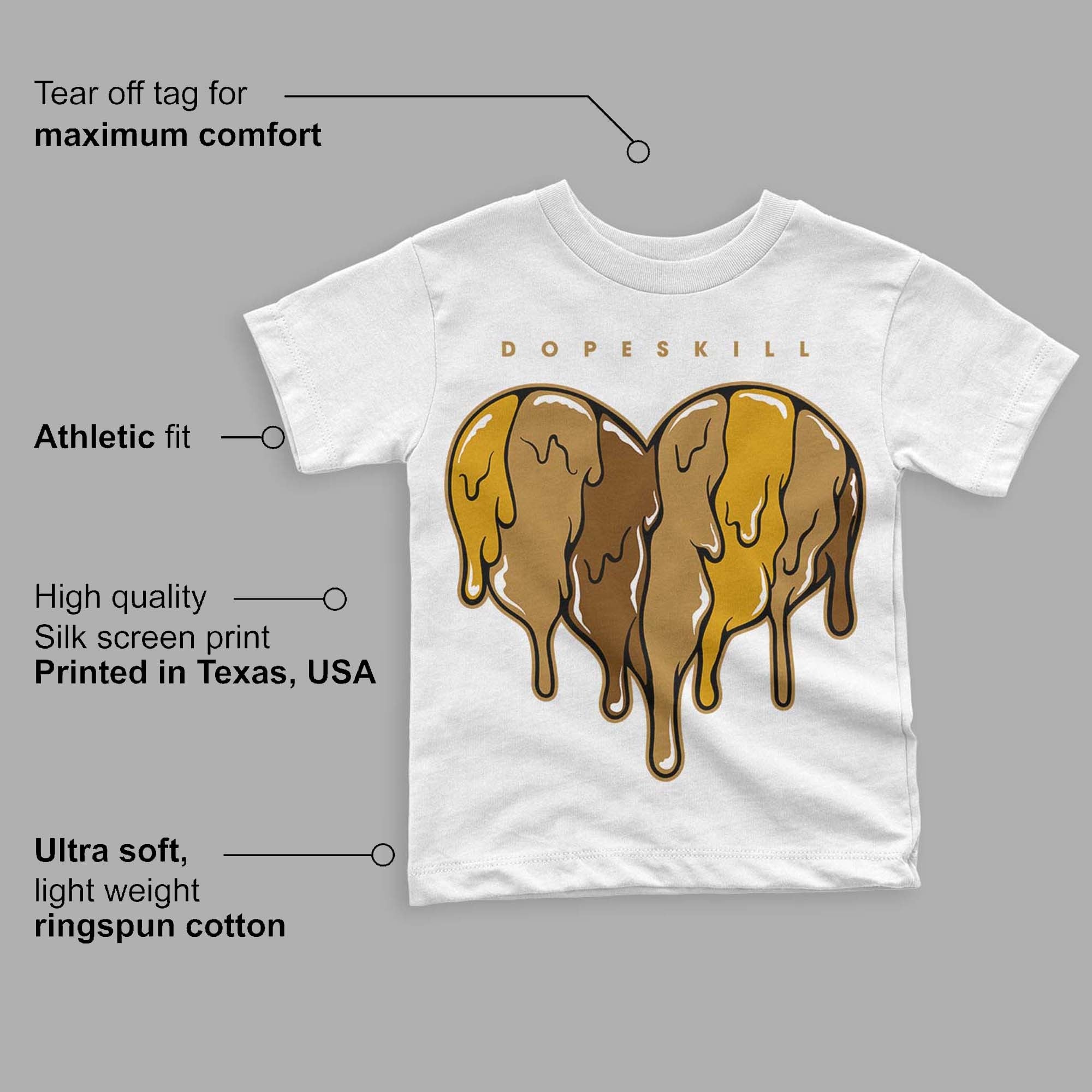 Wheat 13s DopeSkill Toddler Kids T-shirt Slime Drip Heart Graphic