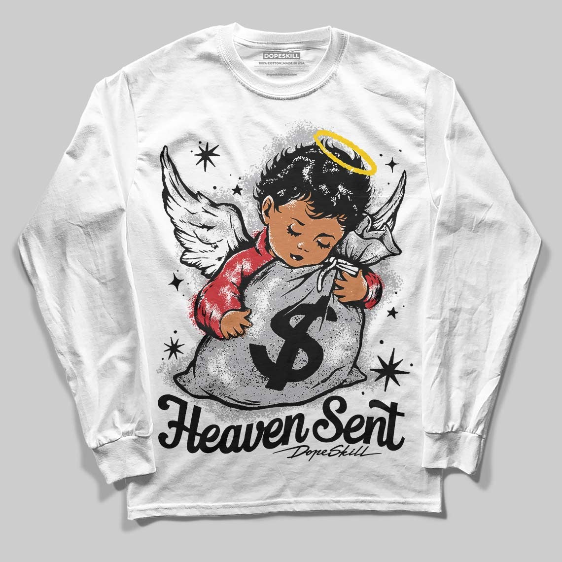 White Cement 4s DopeSkill Long Sleeve T-Shirt Heaven Sent Graphic