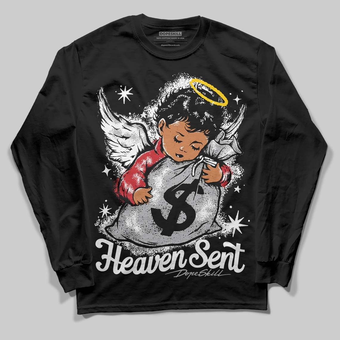 White Cement 4s DopeSkill Long Sleeve T-Shirt Heaven Sent Graphic