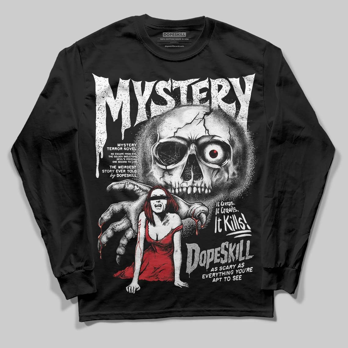 White Cement 4s DopeSkill Long Sleeve T-Shirt Mystery Ghostly Grasp Graphic