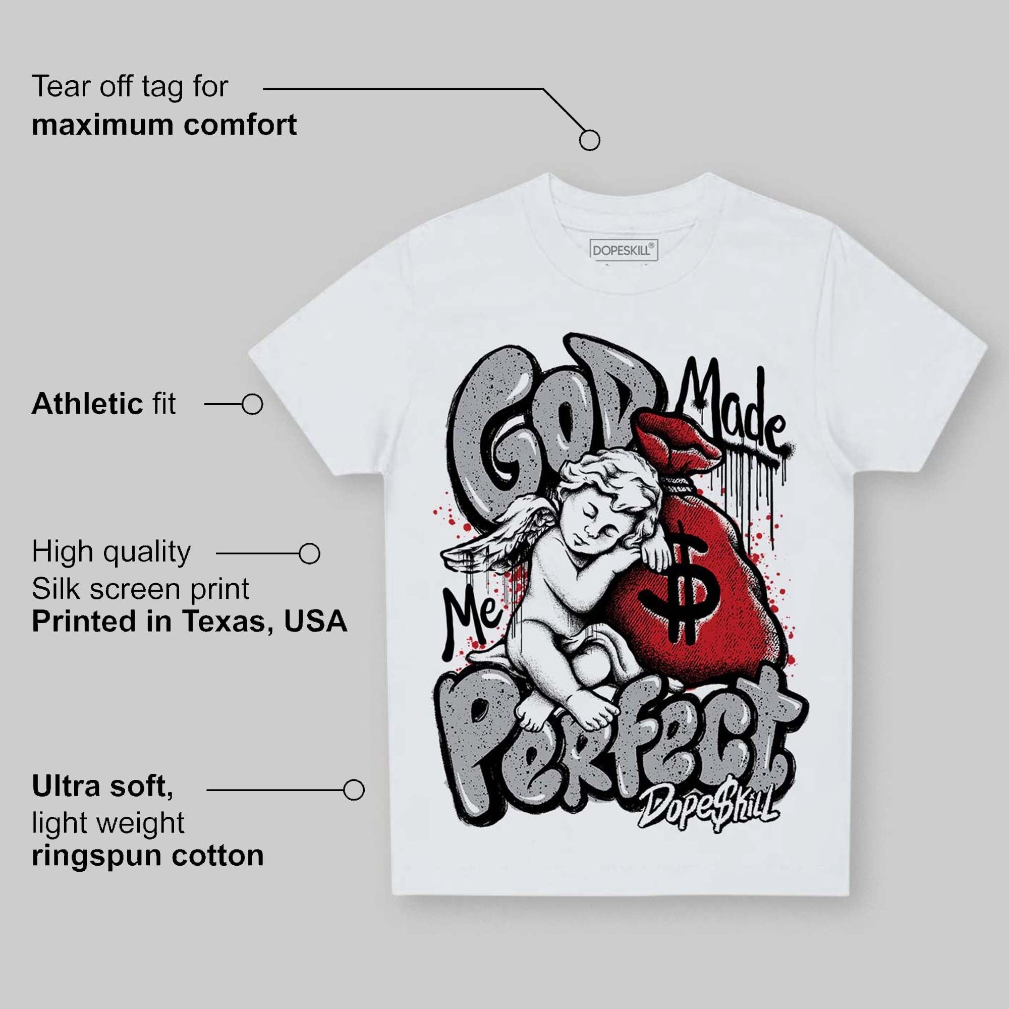 White Cement 4s DopeSkill Toddler Kids T-shirt God Made Me Perfect Graphic