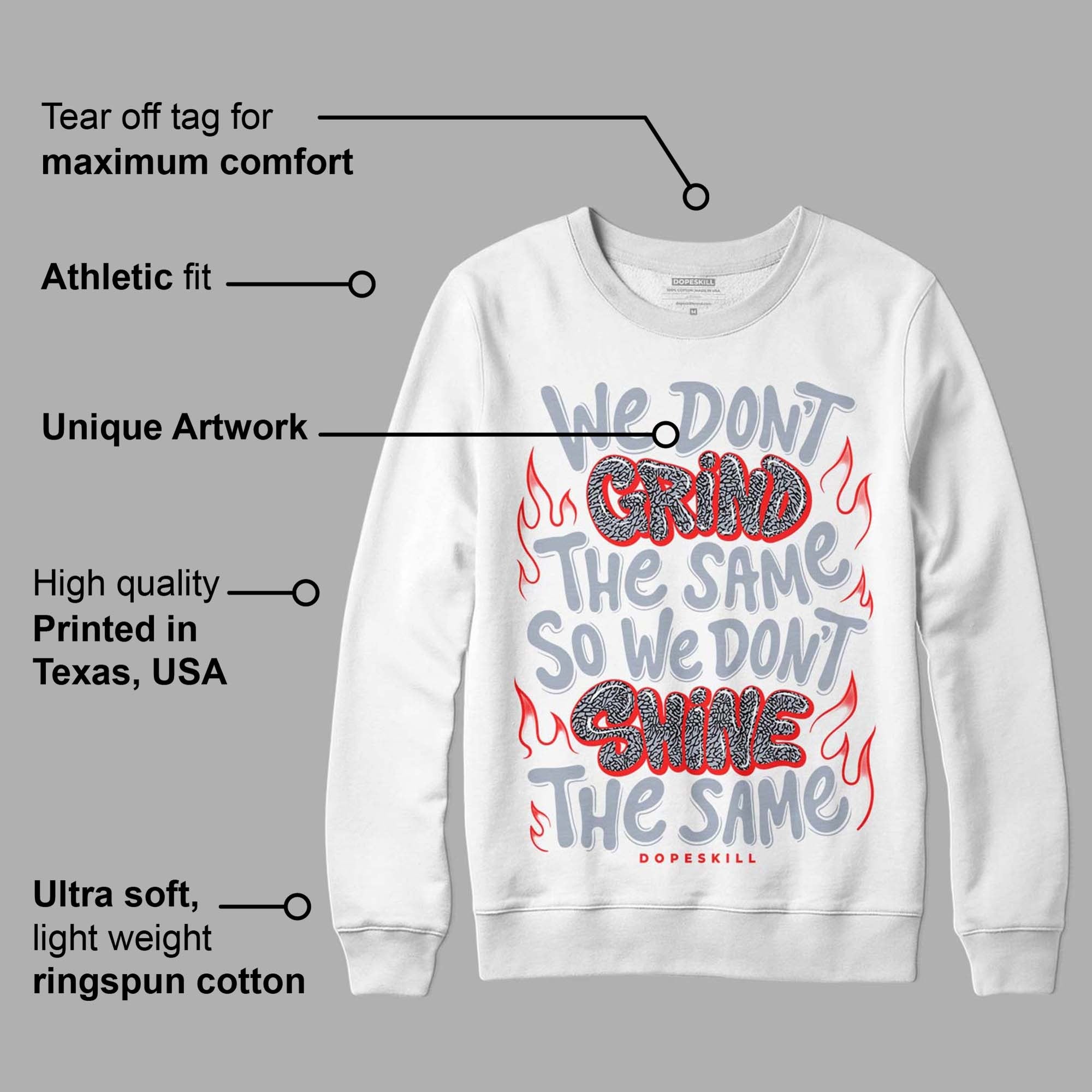 White Cement Reimagined 3s DopeSkill Sweatshirt Grind Shine Graphic
