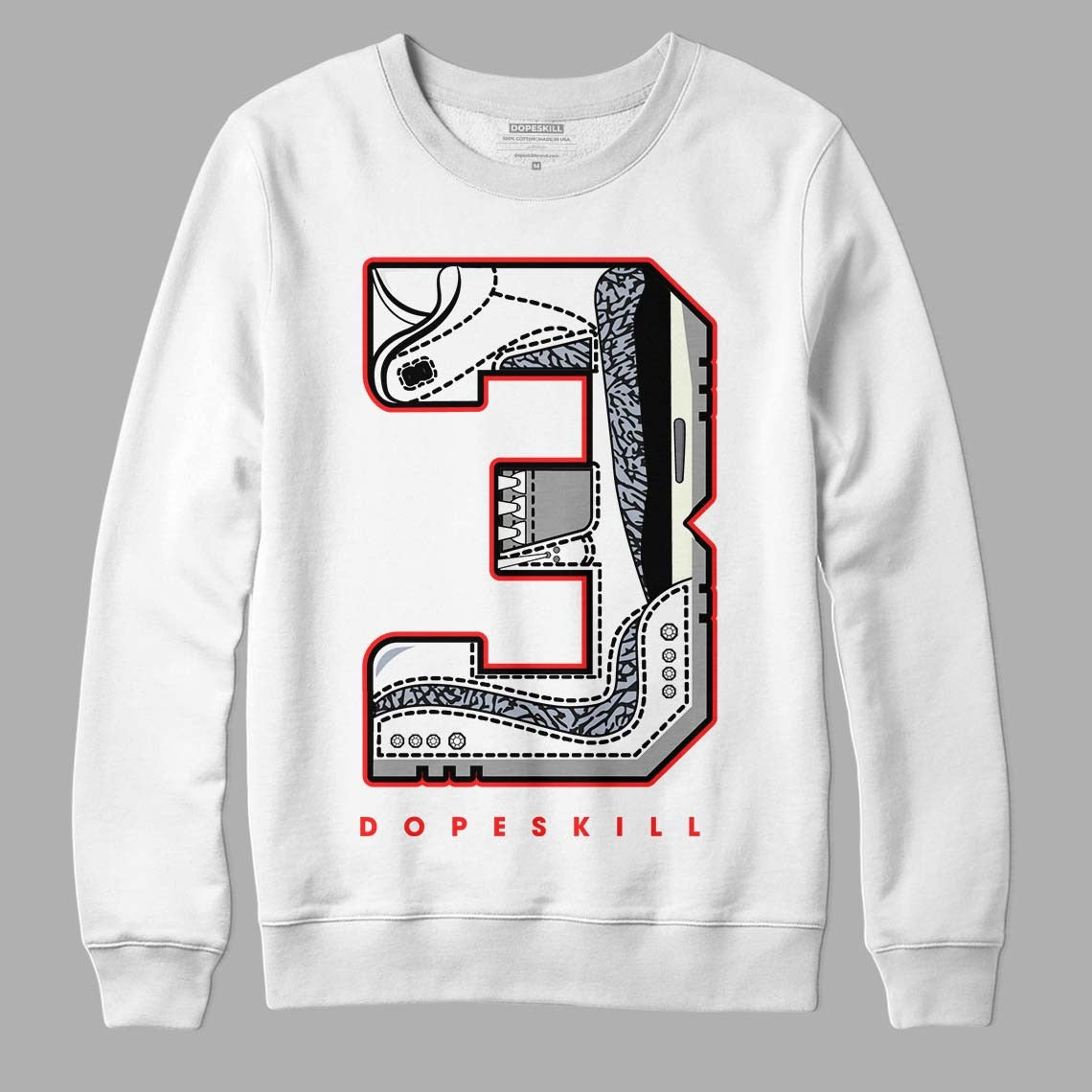 White Cement Reimagined 3s DopeSkill Sweatshirt No.3 Graphic