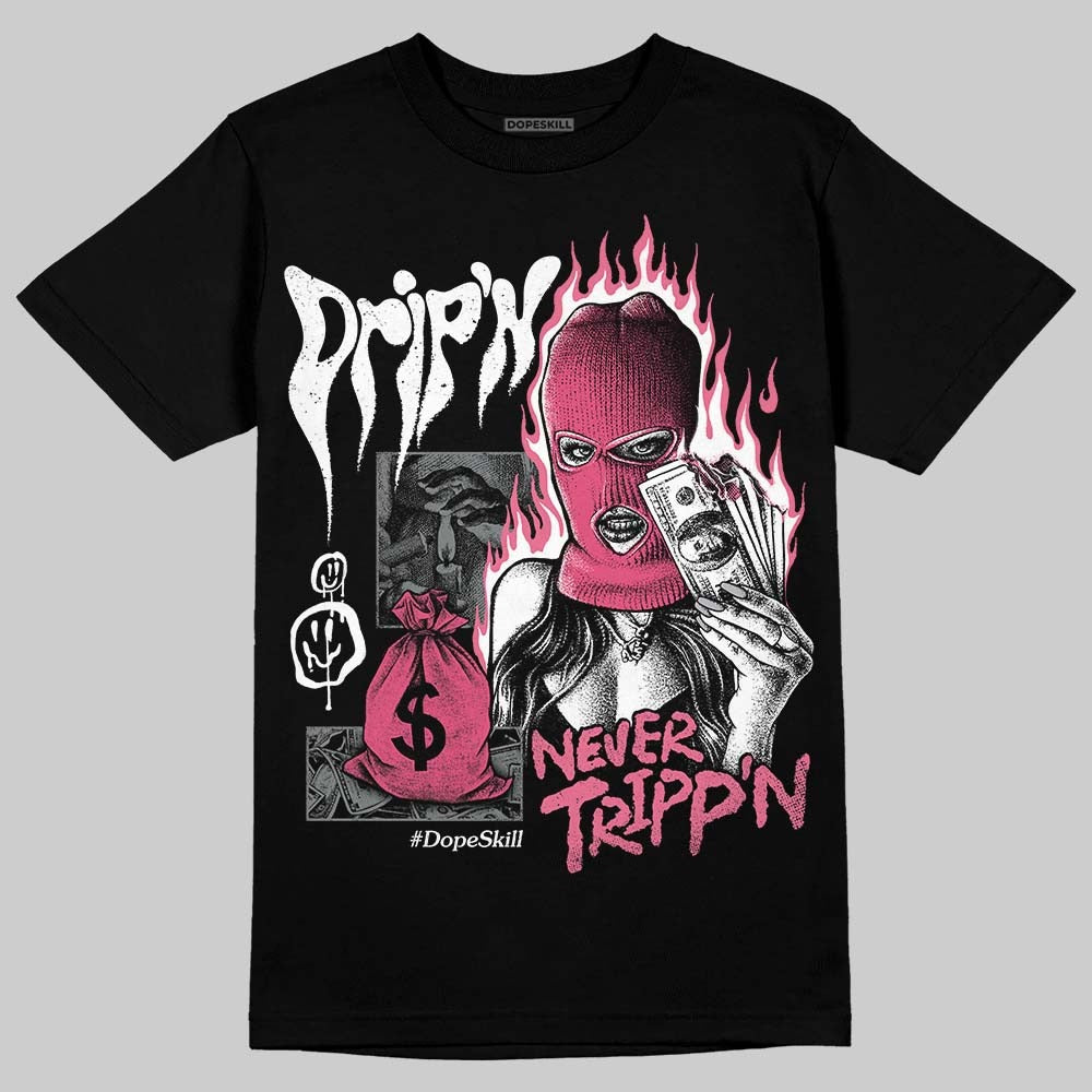White Fluo Pink DopeSkill T-Shirt Drip'n Never Tripp'n Graphic