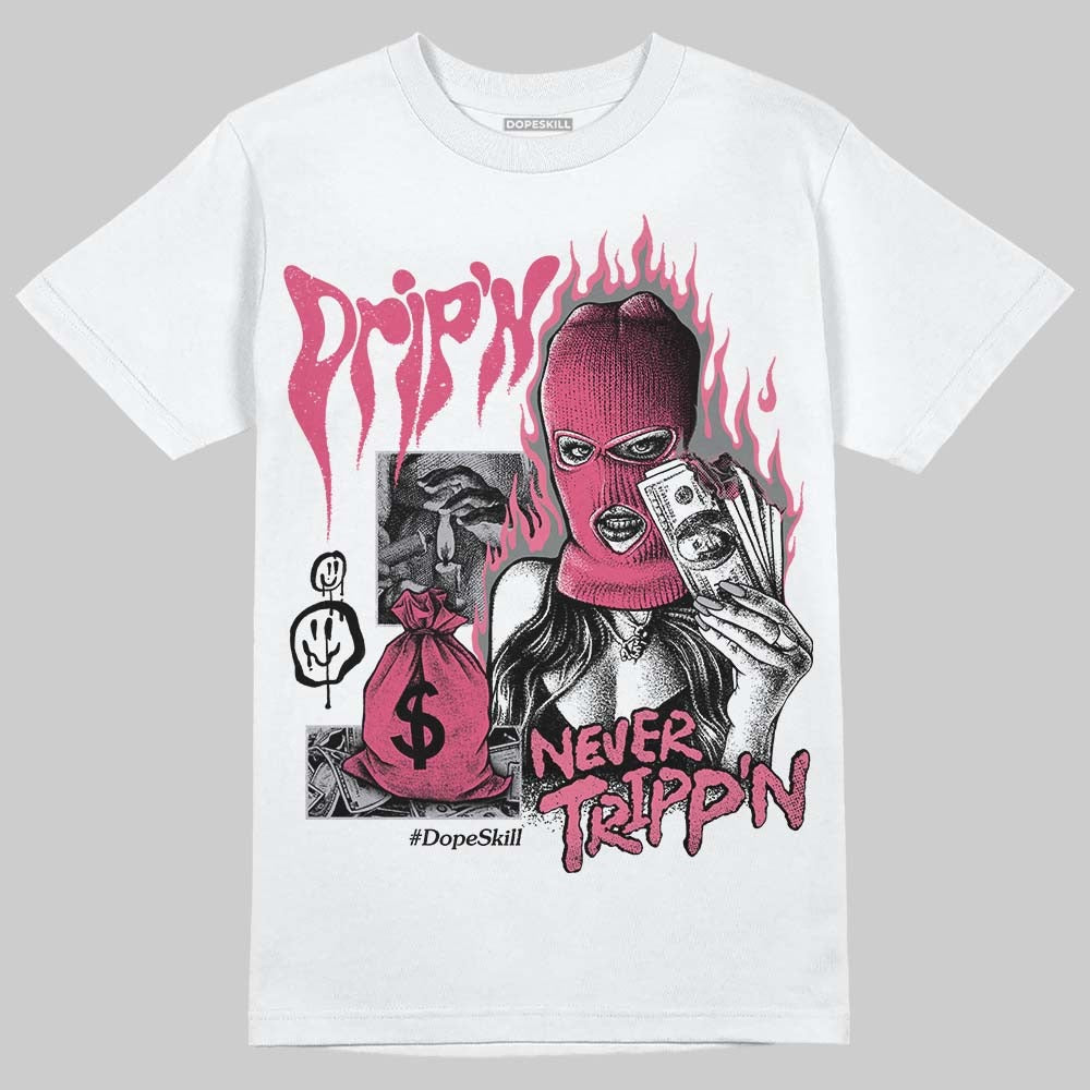 White Fluo Pink DopeSkill T-Shirt Drip'n Never Tripp'n Graphic
