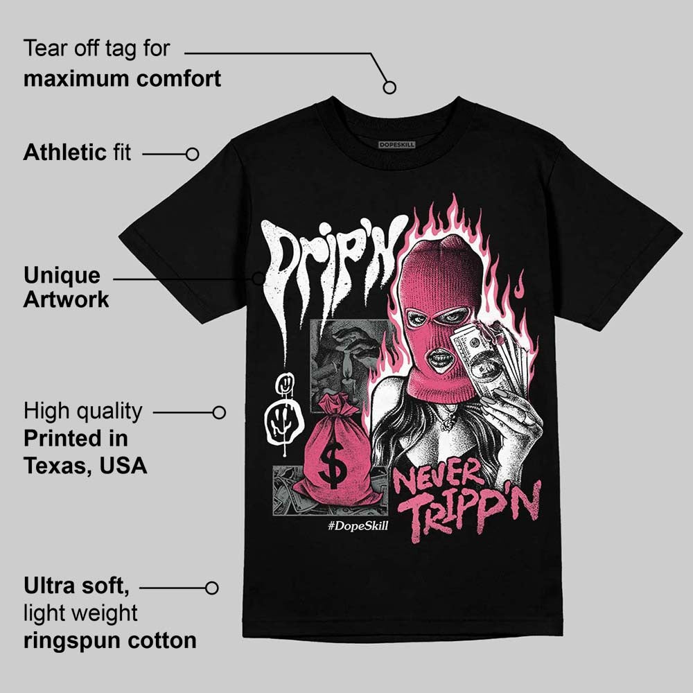 White Fluo Pink DopeSkill T-Shirt Drip'n Never Tripp'n Graphic