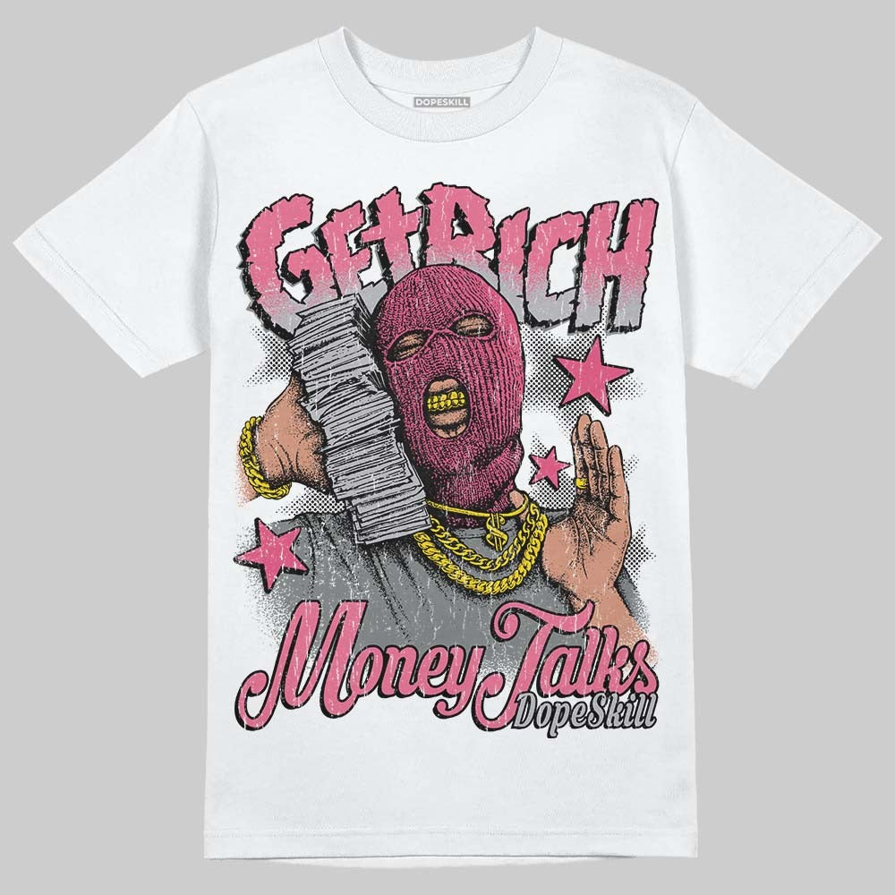 White Fluo Pink DopeSkill T-Shirt Get Rich Graphic