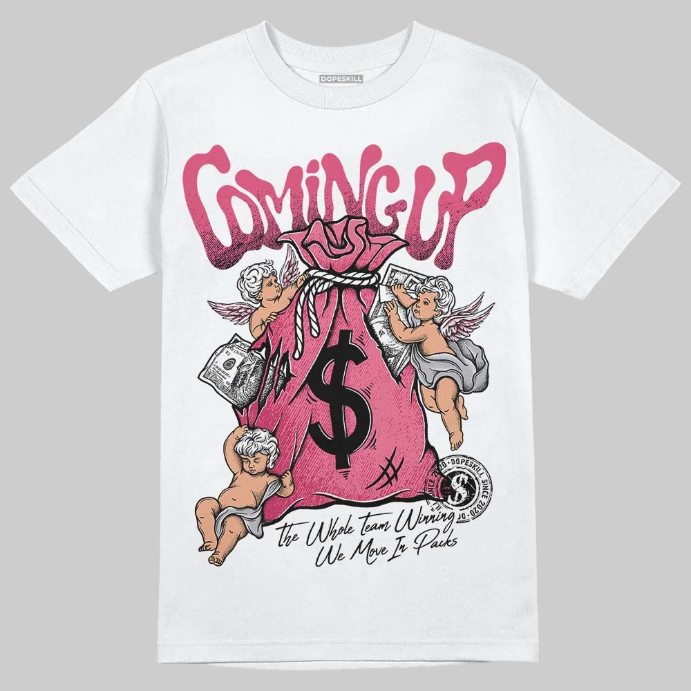 White Fluo Pink DopeSkill T-Shirt Money Bag Coming Up Graphic
