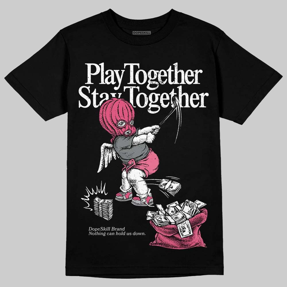 White Fluo Pink DopeSkill T-Shirt Play together, Stay together Graphic