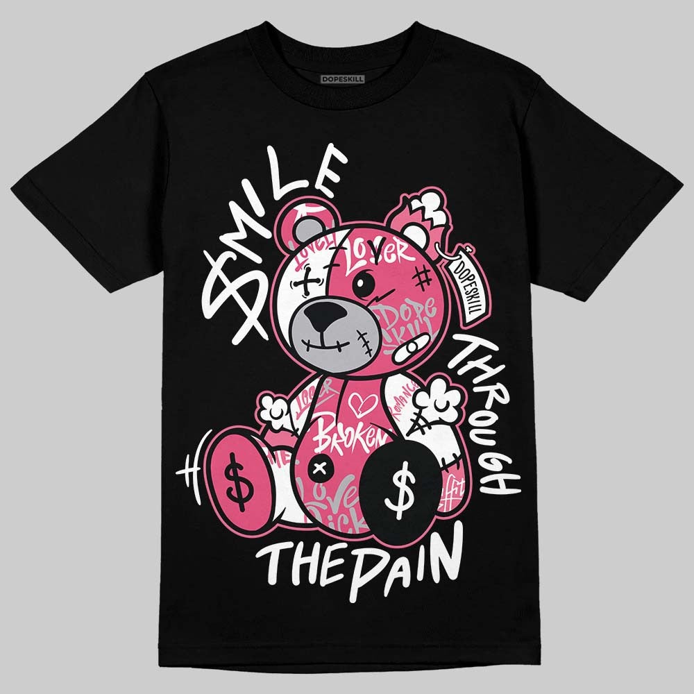White Fluo Pink DopeSkill T-Shirt Smile Through The Pain Graphic