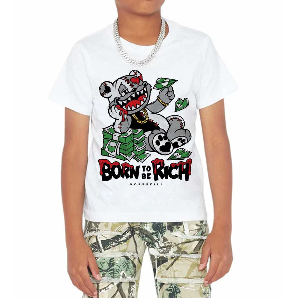 White Thunder 4s DopeSkill Toddler Kids T-shirt Born To Be Rich Graphic