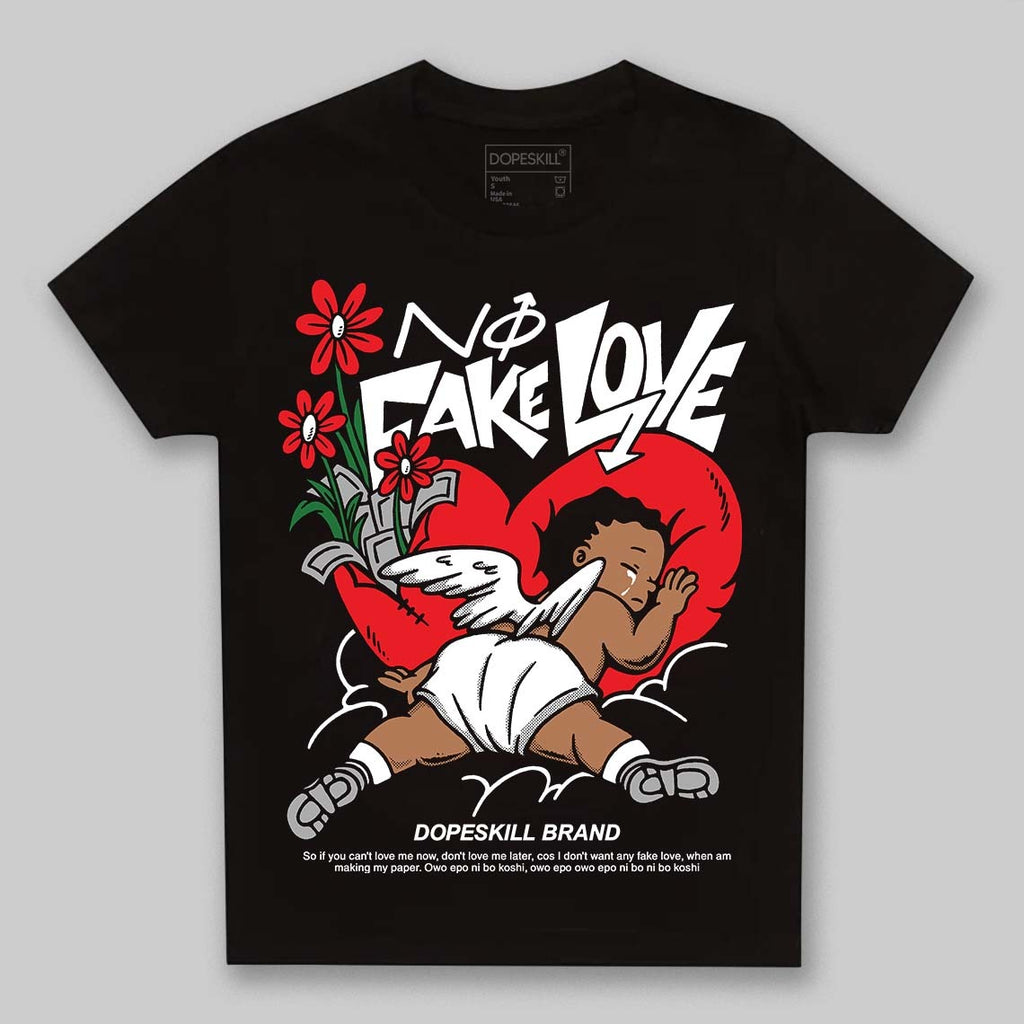 White Thunder 4s DopeSkill Toddler Kids T-shirt No Fake Love Graphic