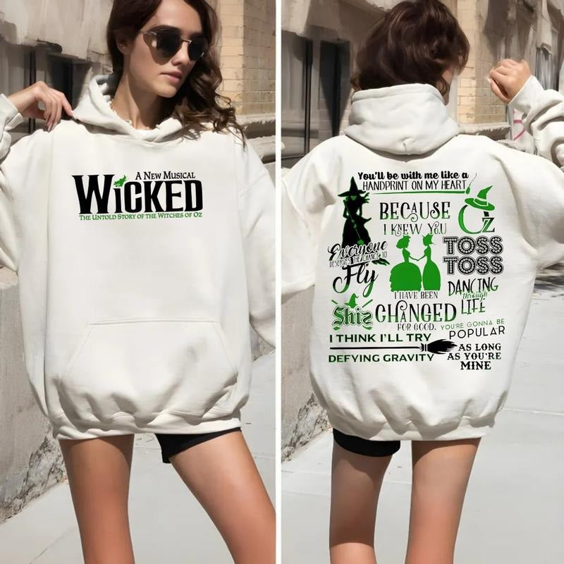 Wicked Change For Good Shirt 2 Sides, Witches Of Oz Sweatshirt, Defy Gravity Broomstick Magic Wand Hoodie, Unisex Sweater Pullover Tee