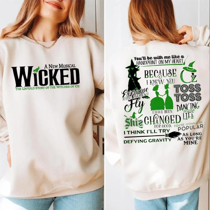 Wicked Change For Good Shirt 2 Sides, Witches Of Oz Sweatshirt, Defy Gravity Broomstick Magic Wand Hoodie, Unisex Sweater Pullover Tee