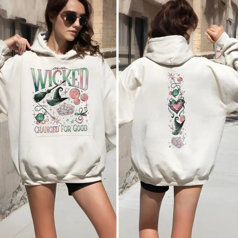 Wicked Double Sided Sweatshirt, Wizard Movie Fan Crewneck, Wicked Changed For Good Tshirt, Wicked The Musical 2 Sided Shirts Hoodie, Unisex Sweater