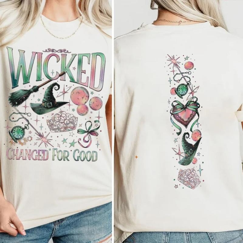Wicked Double Sided Sweatshirt, Wizard Movie Fan Crewneck, Wicked Changed For Good Tshirt, Wicked The Musical 2 Sided Shirts Hoodie, Unisex Sweater