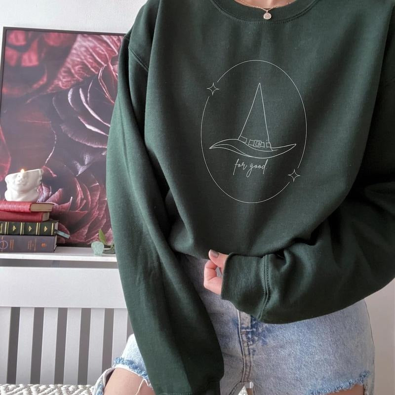 Wicked Inspired Elphaba for Good Glinda Sweatshirt, Good Broadway Crewneck, Movie Lover Shirt, Unisex Casual Cotton Gift