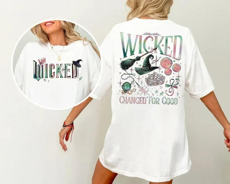 Wicked Movie 2 Sided Sweatshirt, Wizard Of Oz Fan Gift, Witch Pink And Green Hoodie, Pop Culture Graphic Tee Shirt, A New Musical, Unisex Sweater