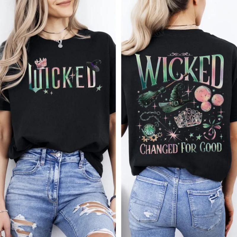 Wicked Movie 2 Sided Sweatshirt, Wizard Of Oz Fan Gift, Witch Pink And Green Hoodie, Pop Culture Graphic Tee Shirt, A New Musical, Unisex Sweater