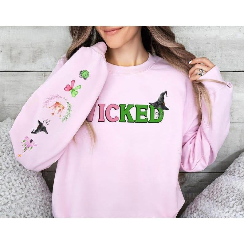 Wicked the Musical Sweatshirt Hoodie, Wicked Movie Sweatshirt, Wizard of Oz Movie Fan Gift, Wicked Broadway, Pink Witch, Green Witch