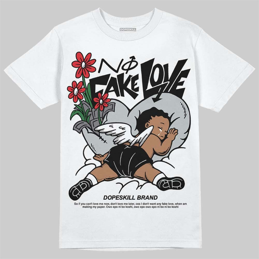 Wolf Grey 12s DopeSkill T-Shirt No Fake Love Graphic