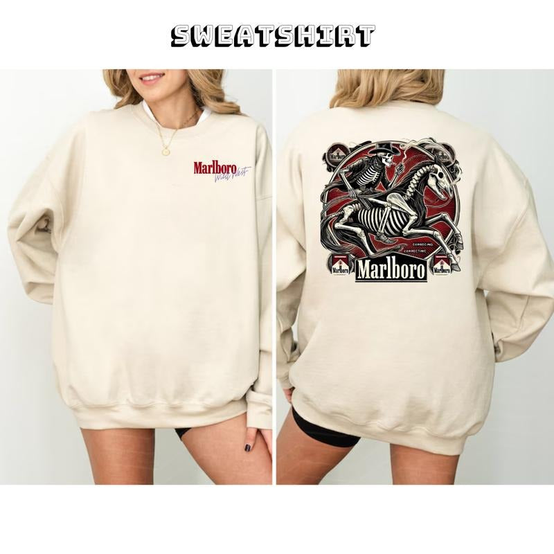 Marlbo Cowboy Killer 2 Sides Hoodie/Sweatshirt/T-Shirt, For Men/Women - Unisex Style, 100% Cotton, Menswear Tops Pullover
