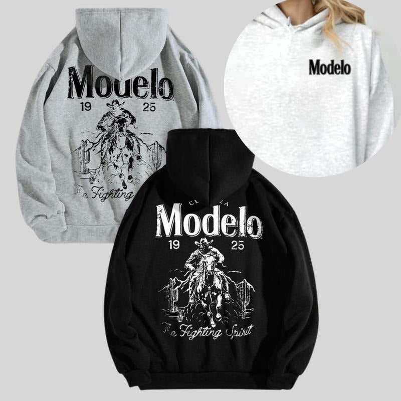 Modelo Fighting Spirit Unisex 2 Sides Hoodie/Sweatshirt/T-Shirt, For Men/Women - Unisex Style, 100% Cotton, Pullover unisex hoodie