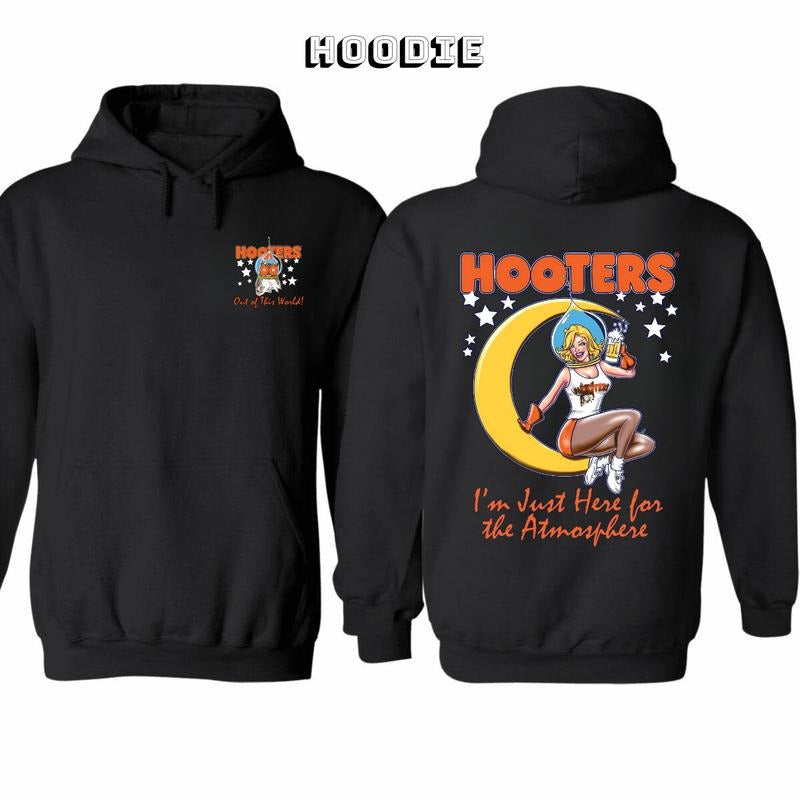 Vintage Hooters Moon Here Atmosphere Hoodie/Sweatshirt/T-Shirt, For Men/Women - Unisex Style, 100% Cotton, Pullover unisex hoodie