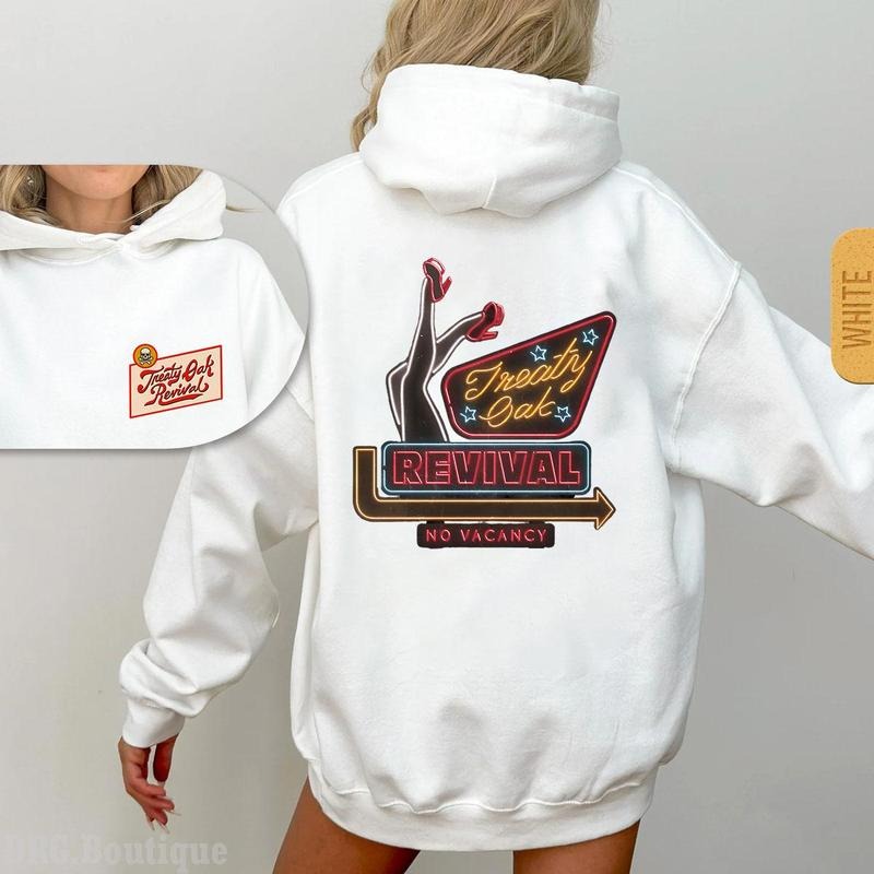 Treaty Oak Revival Tour In New Braunfels Classic 2 Sided Hoodie/Sweatshirt/T-Shirt, For Men/Women - Unisex Style, 100% Cotton, Pullover unisex hoodie