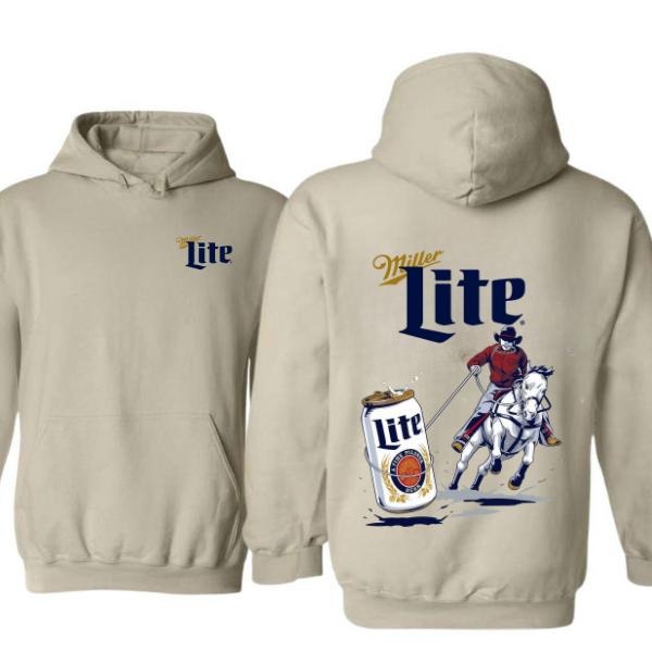 Miller Lite Rodeo Unis 2 Sided Hoodie/Sweatshirt(No Hood)/T-Shirt, For Men/Women - Unisex Style, 100% Cotton, Pullover unisex hoodie
