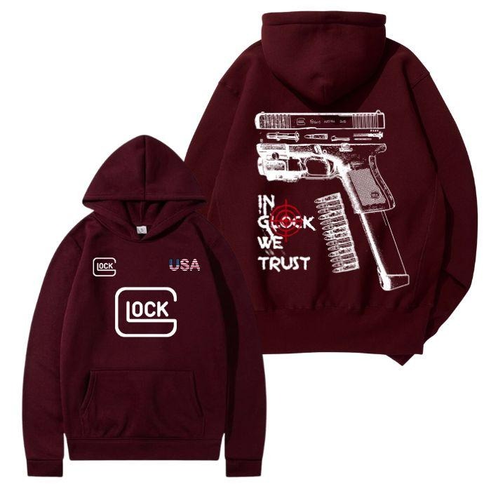 In Glock We Trust USA Version 2 Sided Hoodie/Sweatshirt/T-Shirt, For Men/Women - Unisex Style, 100% Cotton, Pullover unisex hoodie