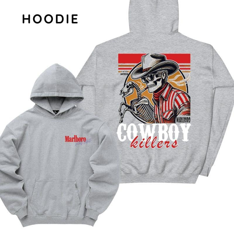 MarlBo Cowboy Killer Vintage American 2 Sided Hoodie/Sweatshirt/T-Shirt, For Men/Women - Unisex Style, 100% Cotton, Pullover unisex hoodie