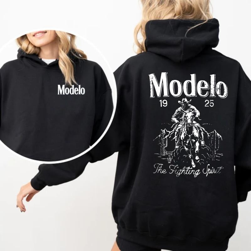 Modelo Fighting Spirit Unisex 2 Sides Hoodie/Sweatshirt/T-Shirt, For Men/Women - Unisex Style, 100% Cotton, Pullover unisex hoodie