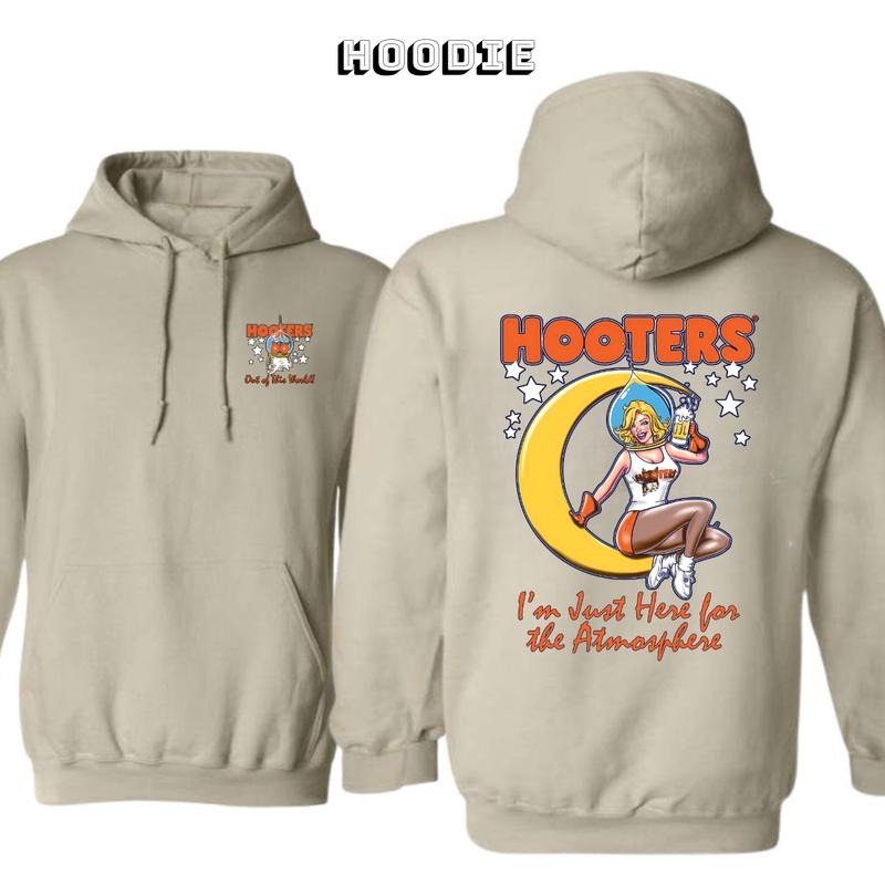 Vintage Hooters Moon Here Atmosphere Hoodie/Sweatshirt/T-Shirt, For Men/Women - Unisex Style, 100% Cotton, Pullover unisex hoodie