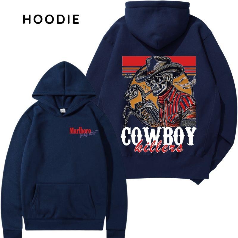 MarlBo Cowboy Killer Vintage American 2 Sided Hoodie/Sweatshirt/T-Shirt, For Men/Women - Unisex Style, 100% Cotton, Pullover unisex hoodie