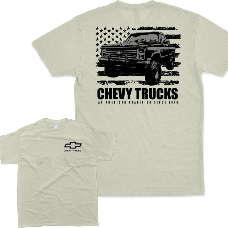Chevy Truck Featuring American Flag 2 Sided Hoodie/Sweatshirt/T-Shirt, For Men/Women - Unisex Style, 100% Cotton, Pullover unisex hoodie