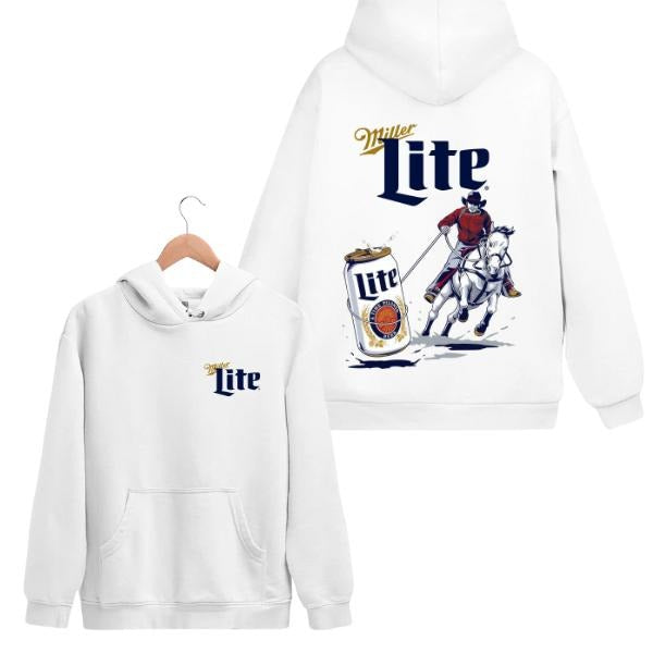 Miller Lite Rodeo Unis 2 Sided Hoodie/Sweatshirt(No Hood)/T-Shirt, For Men/Women - Unisex Style, 100% Cotton, Pullover unisex hoodie