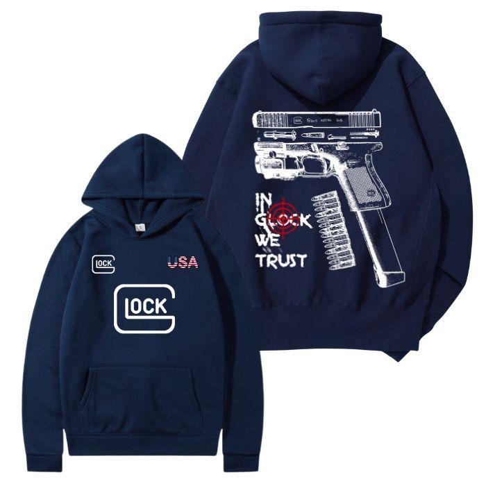 In Glock We Trust USA Version 2 Sided Hoodie/Sweatshirt/T-Shirt, For Men/Women - Unisex Style, 100% Cotton, Pullover unisex hoodie