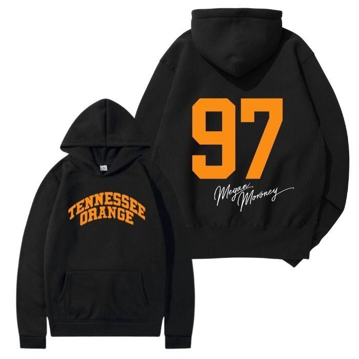 Megan M0r0ney Tennessee Orange Raglan 2 Sided Graphic Hoodie/Sweatshirt/T-Shirt, For Men/Women - Unisex Style, 100% Cotton, Pullover unisex hoodie