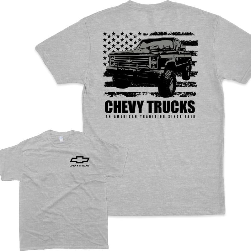 Chevy Truck Featuring American Flag 2 Sided Hoodie/Sweatshirt/T-Shirt, For Men/Women - Unisex Style, 100% Cotton, Pullover unisex hoodie