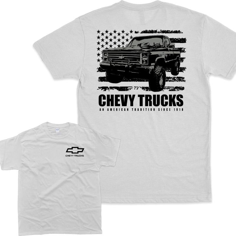 Chevy Truck Featuring American Flag 2 Sided Hoodie/Sweatshirt/T-Shirt, For Men/Women - Unisex Style, 100% Cotton, Pullover unisex hoodie