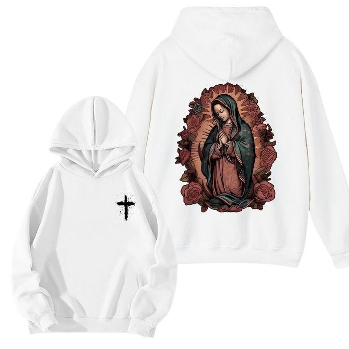 Womens Our Lady Of Guadalupe 2 Sided Hoodie/Sweatshirt/T-Shirt, For Men/Women - Unisex Style, 100% Cotton, Pullover unisex hoodie faith hoodie