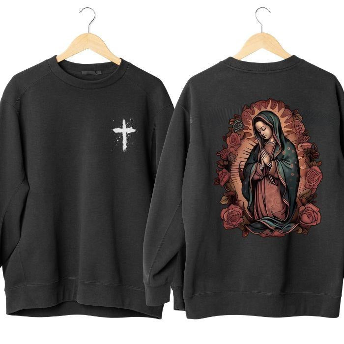 Womens Our Lady Of Guadalupe 2 Sided Hoodie/Sweatshirt/T-Shirt, For Men/Women - Unisex Style, 100% Cotton, Pullover unisex hoodie faith hoodie