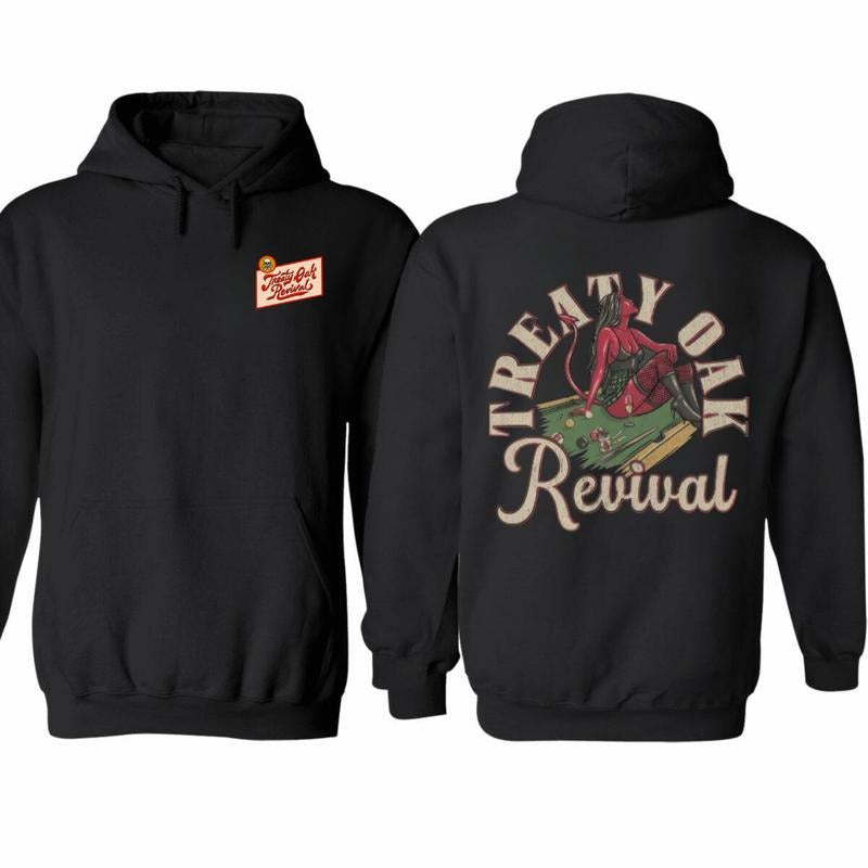 Treaty Oak Revival Tour In New Braunfels Classic Ver2 2 Sided Hoodie/Sweatshirt/T-Shirt, For Men/Women - Unisex Style, 100% Cotton, Pullover unisex hoodie treaty oak
