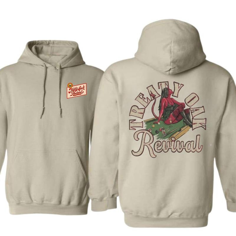 Treaty Oak Revival Tour In New Braunfels Classic Ver2 2 Sided Hoodie/Sweatshirt/T-Shirt, For Men/Women - Unisex Style, 100% Cotton, Pullover unisex hoodie treaty oak