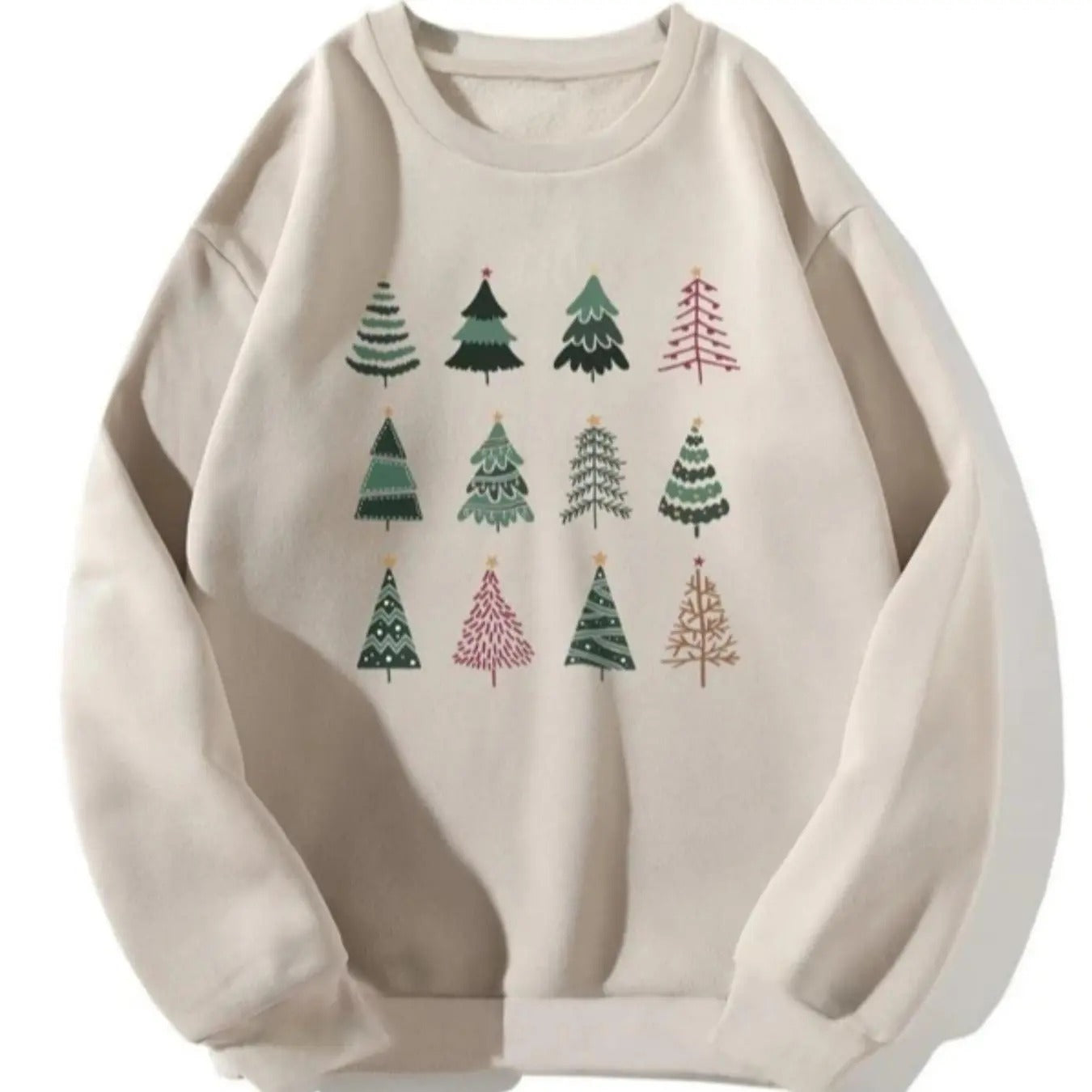 Women's Christmas Tree Print Drop Shoulder Sweatshirt, Casual Long Sleeve Round Neck Pullover for Fall & Winter, Ladies...